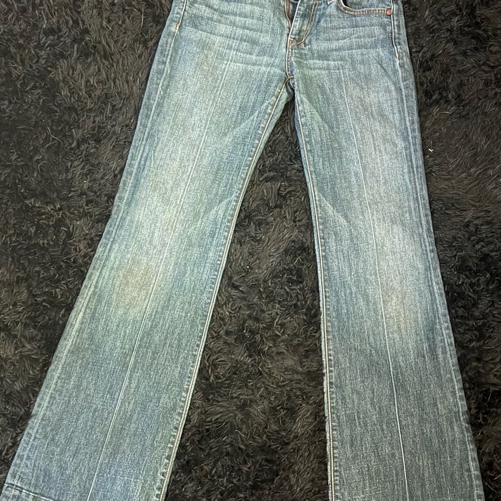7 For All Mankind Blue Flare Wide Leg Jeans